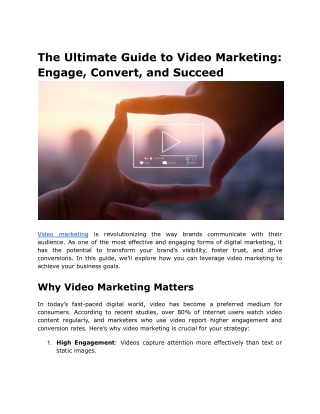 The Ultimate Guide to Video Marketing_ Engage, Convert, and Succeed