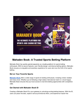 Mahadev Book: A Trusted Sports Betting Platform