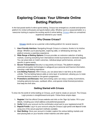 Exploring Cricaza: Your Ultimate Online Betting Platform
