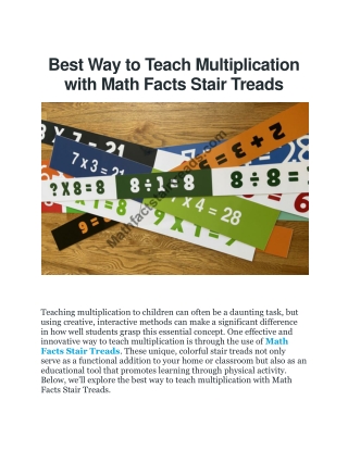 The Best Way to Teach Multiplication: Math Facts Stair Treads
