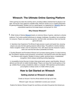 Winexch: The Ultimate Online Gaming Platform