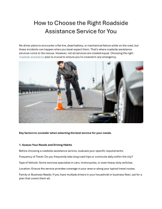 How to Choose the Right Roadside Assistance Service for You