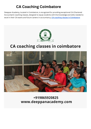 CA Coaching Classes in Coimbatore CA Final Coaching in Coimbatore