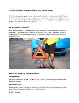 The Ultimate Guide to Roadside Assistance What You Need to Know