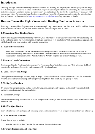 “How to Choose the Right Commercial Roofing Contractor in Austin”