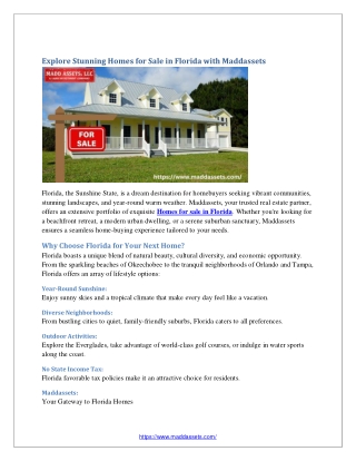 Explore Stunning Homes for Sale in Florida with Maddassets