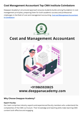 Cost Management Accountant in Coimbatore