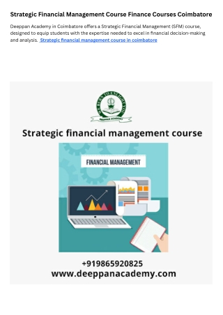 Strategic financial management course in coimbatore