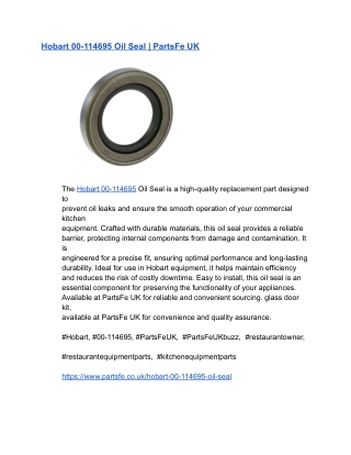 Hobart 00-114695 Oil Seal _ PartsFe UK