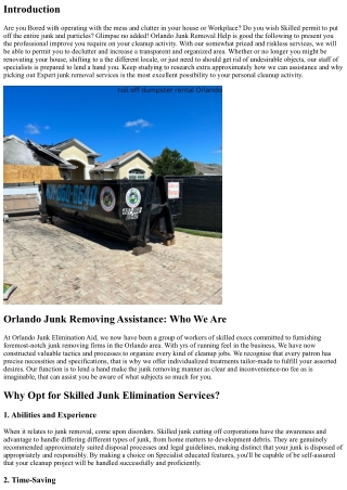 Orlando Junk Elimination Assistance: Get Qualified Aid to your Cleanup Project