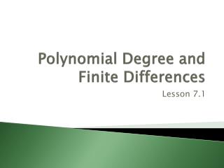 Polynomial Degree and Finite Differences