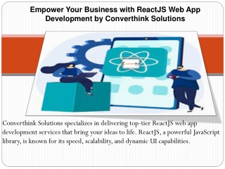 Empower Your Business with ReactJS Web App Development by Converthink Solutions