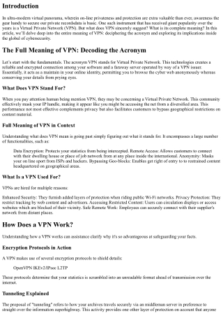 The Full Meaning of VPN: Decoding the Acronym