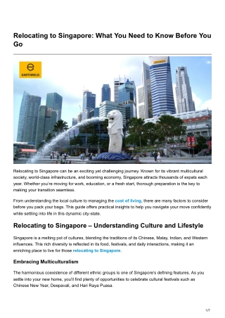 Relocating to Singapore: What You Need to Know Before You Go