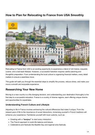 How to Plan for Relocating to France from USA Smoothly