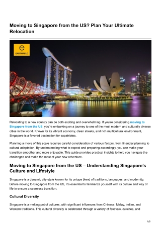 Moving to Singapore from the US? Plan Your Ultimate Relocation