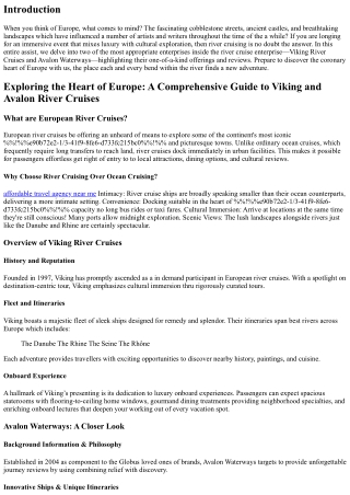 Exploring the Heart of Europe: A Comprehensive Guide to Viking and Avalon River