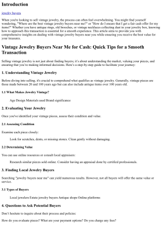 Vintage Jewelry Buyers Near Me for Cash: Quick Tips for a Smooth Transaction