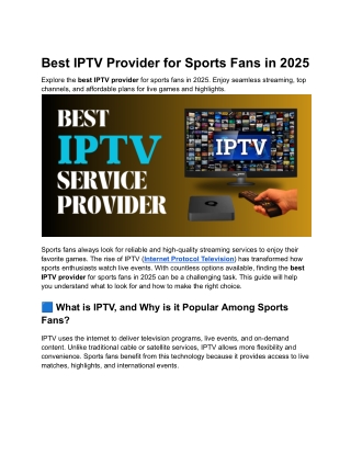 Best IPTV Provider for Sports Fans in 2025