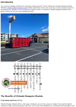 Orlando Dumpster Rentals: The Key to Stress-Free Junk Removal