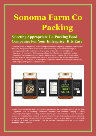 Selecting Appropriate Co-Packing Food Companies For Your Enterprise It Is Easy