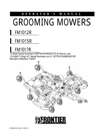 John Deere Frontier FM1012R FM1015R FM1017R Grooming Mowers Operator’s Manual Instant Download (Publication No. WPMAN018