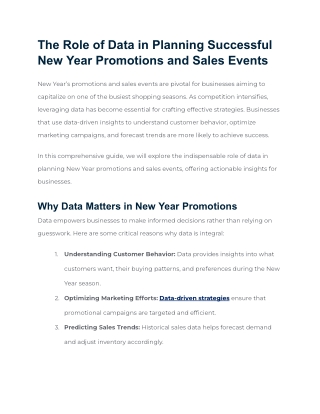 The Role of Data in Planning Successful New Year Promotions and Sales Events