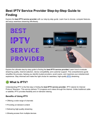 Best IPTV Service Provider Step-by-Step Guide to Finding
