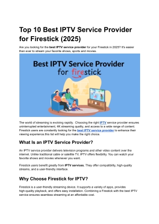 Top 10 Best IPTV Service Provider for Firestick (2025)