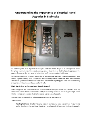 Understanding the Importance of Electrical Panel Upgrades in Etobicoke