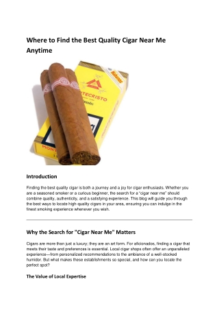 Where to Find the Best Quality Cigar Near Me Anytime