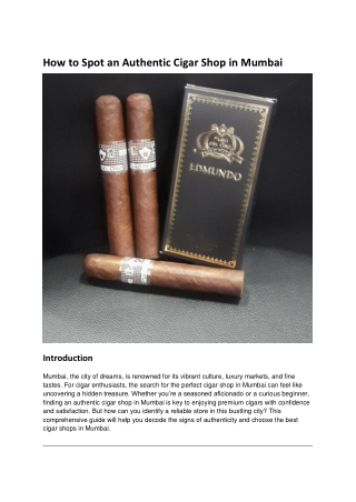 How to Spot an Authentic Cigar Shop in Mumbai