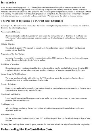 The Process of Installing a TPO Flat Roof Explained