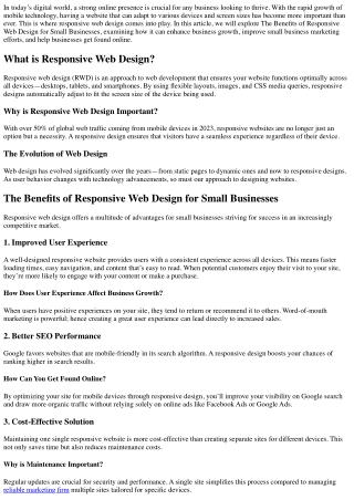 The Benefits of Responsive Web Design for Small Businesses