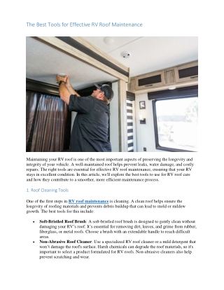 The Best Tools for Effective RV Roof Maintenance