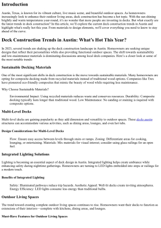 Deck Construction Trends in Austin: What’s Hot This Year?