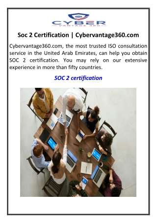 Soc 2 Certification | Cybervantage360.com
