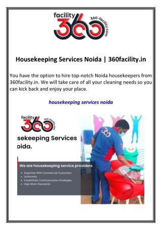 Housekeeping Services Noida 360facility.in