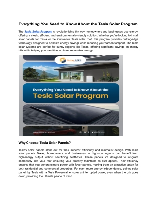 Tesla Solar Program