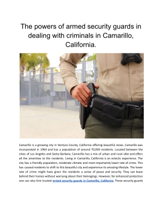 The powers of armed security guards in dealing with criminals in Camarillo, California