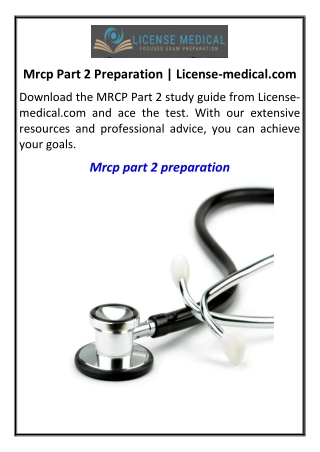 Mrcp Part 2 Preparation | License-medical.com