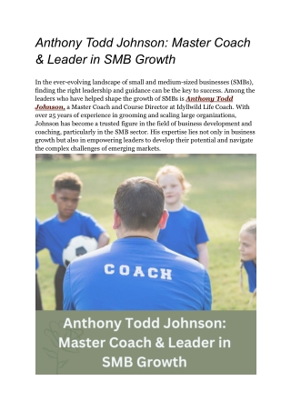 Anthony Todd Johnson_ Master Coach & Leader in SMB Growth