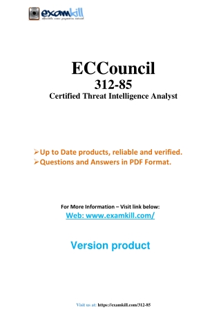 312-85 CTIA: Develop Advanced Threat Intelligence Skills"