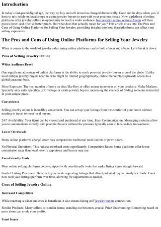 The Pros and Cons of Using Online Platforms for Selling Your Jewelry
