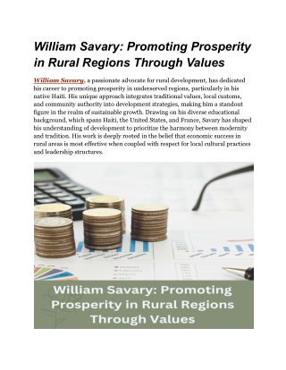 William Savary_ Promoting Prosperity in Rural Regions Through Values