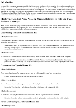 Identifying Accident-Prone Areas on Mission Hills Streets with San Diego Acciden