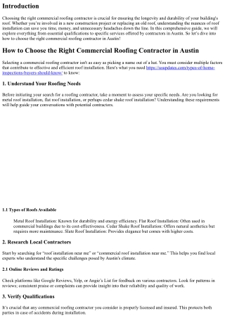 “How to Choose the Right Commercial Roofing Contractor in Austin”