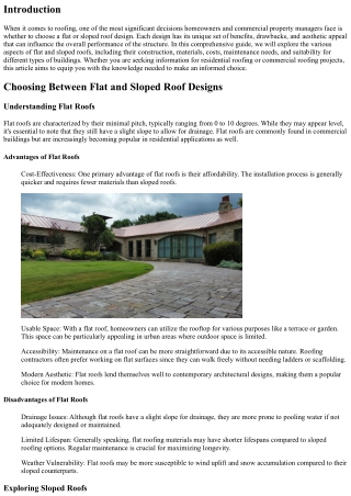 “Choosing Between Flat and Sloped Roof Designs”
