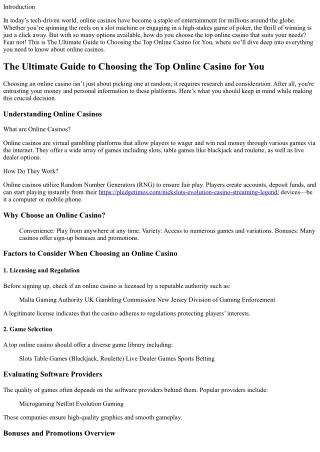 The Ultimate Guide to Choosing the Top Online Casino for You