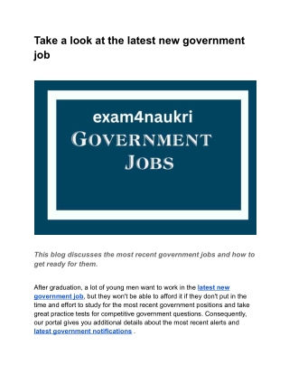 Take a look at the latest new government job